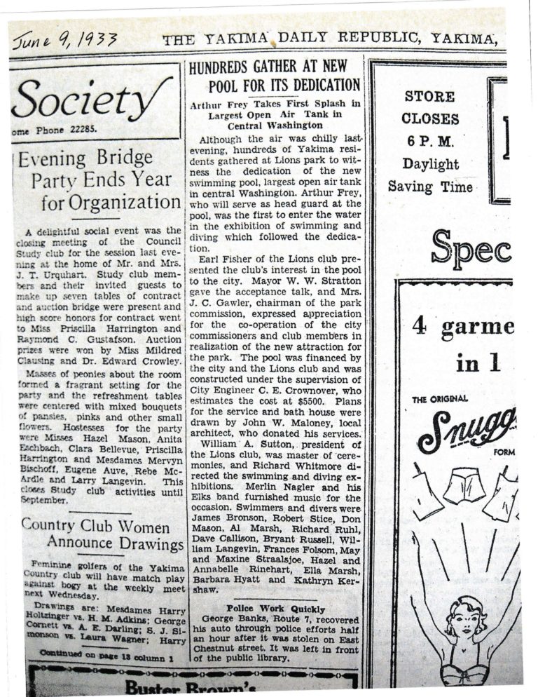 Natatorium news clipping