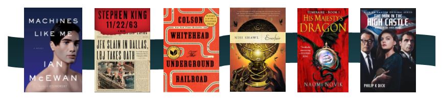 Banner showing six alternate history titles