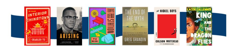 Banner with covers of six books