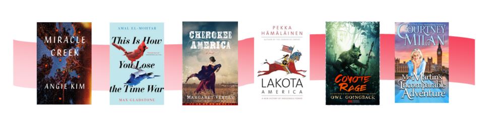 banner with covers of six books