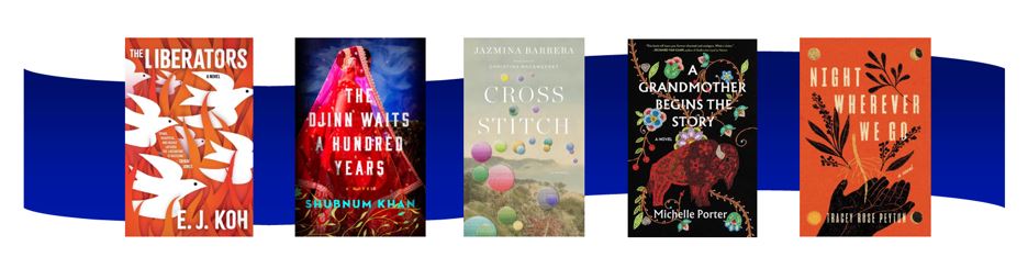 Banner with five book covers from the We Need Diverse Books list for the 2024 Winter Reading Challenge